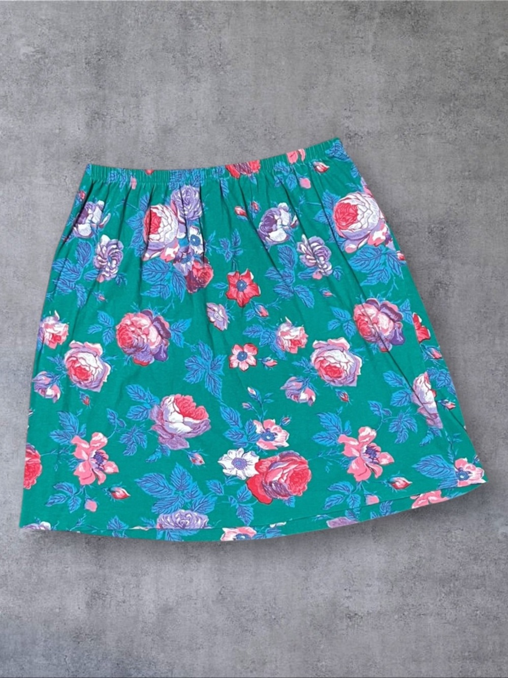 Green Pink Purple Floral Skirt